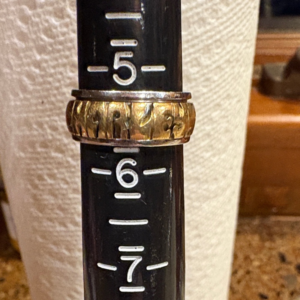 Ladies Stainless steel and brass hand-crafted spinner ring